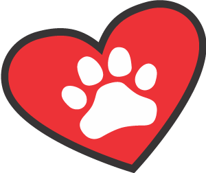 Pawliday Inn heart with a paw inside.